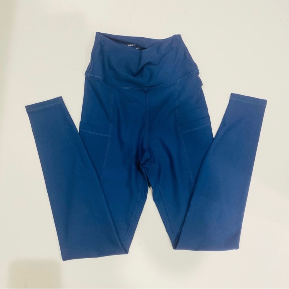 We Wore What NWT Blue Full Length High Rise Pocket Athletic Leggings XS